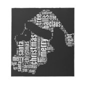 白黒おもしろいメリークリスマスサンタタイポグラフィ ノートパッド (正面)