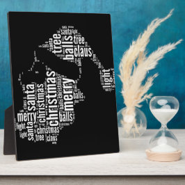 白黒おもしろいメリークリスマスサンタタイポグラフィ フォトプラーク