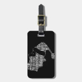 白黒おもしろいメリークリスマスサンタタイポグラフィ ラゲッジタグ (正面縦)