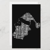 白黒おもしろいメリークリスマスサンタタイポグラフィ 便箋 (正面/裏面)