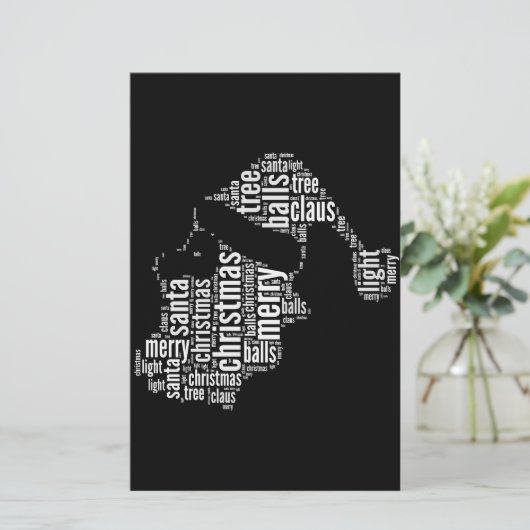 白黒おもしろいメリークリスマスサンタタイポグラフィ 便箋 (スタンド正面)