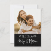 白黒おもしろいモダンScript Photo結婚's セーブザデート (正面)