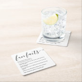 白黒おもしろい事実の一覧パーソナライズされた スクエアペーパーコースター (インサイチュ)