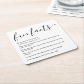 白黒おもしろい事実の一覧パーソナライズされた スクエアペーパーコースター (アングル)