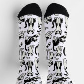白黒おもしろい柄ソックス猫好き ソックス (上部)