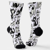 白黒おもしろい柄ソックス猫好き ソックス (傾斜あり)