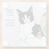 白黒おもしろい猫 ガラスコースター (裏面)