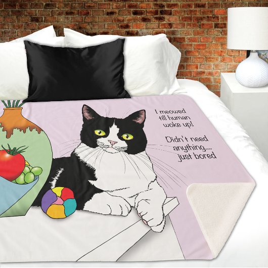 白黒おもしろい猫 シェルパブランケット