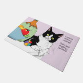 白黒おもしろい猫 ドアマット (アングル)