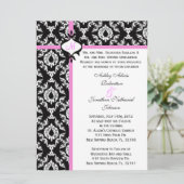 白黒およびピンクの結婚式の招待! 招待状 (スタンド正面)