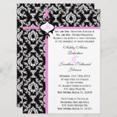 白黒およびピンクの結婚式の招待! 招待状 (正面/裏面)