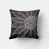 白黒およびピンクの花 クッション (裏面)