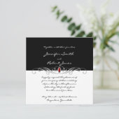 白黒およびルビー色のアクセントの結婚式招待状 招待状 (スタンド正面)