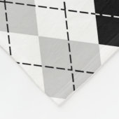 白黒および灰色のアーガイル フリースブランケット (角)