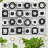 白黒および灰色のモダンパターン キッチンタオル (折り畳み)