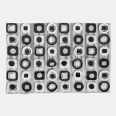 白黒および灰色のモダンパターン キッチンタオル (横)