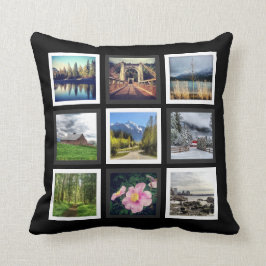 白黒および灰色の写真の格子 クッション