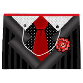 白黒および赤のエレガントな紳士 ラージペーパーバッグ (正面)