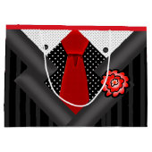 白黒および赤のエレガントな紳士 ラージペーパーバッグ (裏面)