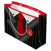 白黒および赤のエレガントな紳士 ラージペーパーバッグ (裏面アングル)