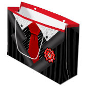 白黒および赤のエレガントな紳士 ラージペーパーバッグ (正面アングル)
