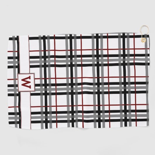 白黒および赤の格子縞のゴルフタオル ゴルフタオル (横)