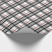 白黒および赤の格子縞の包装紙 ラッピングペーパー (角)