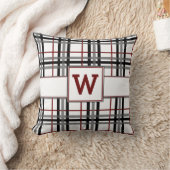 白黒および赤の格子縞の枕 クッション (ブランケット)