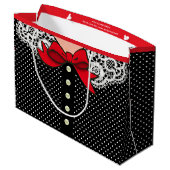 白黒および赤のFashionレトロの女性 ラージペーパーバッグ (裏面アングル)