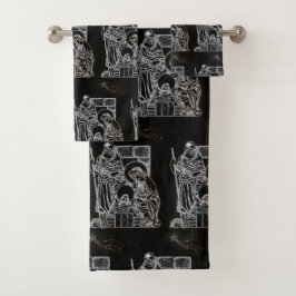 白黒および金ゴールドの出生 バスタオルセット