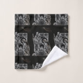 白黒および金ゴールドの出生 バスタオルセット (ウォッシュタオル)