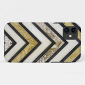 白黒および金ゴールドの織り目加工のシェブロンパターン Case-Mate iPhoneケース (裏面(横))