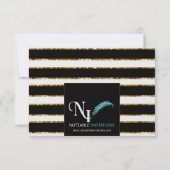 白黒および金ゴールド結婚グリッターの応答カード 出欠カード (裏面)