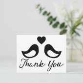 白黒お世話になったラブバード&ハート ポストカード (スタンド正面)