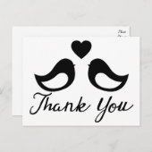 白黒お世話になったラブバード&ハート ポストカード (正面/裏面)