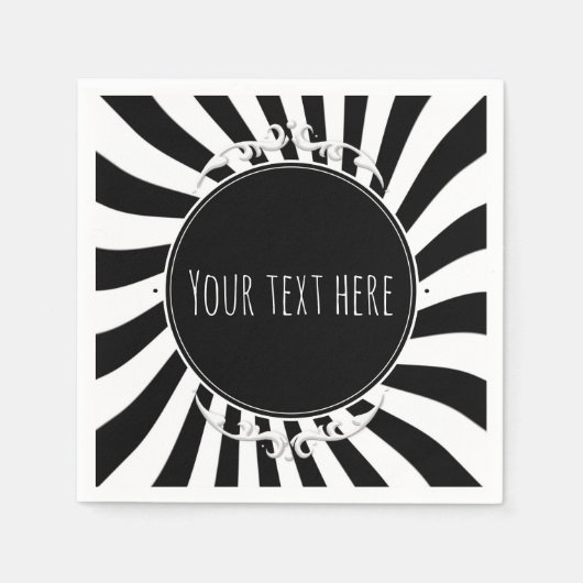 白黒お洒落おもしろいストライプハローウィンパーティ スタンダードカクテルナプキン (正面)