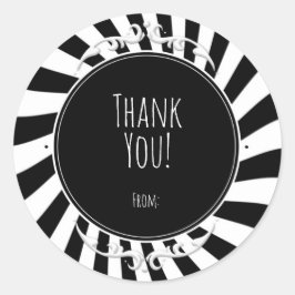 白黒お洒落おもしろいストライプハローウィンパーティ ラウンドシール