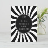 白黒お洒落おもしろいストライプハローウィンパーティ 招待状 (スタンド正面)