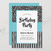 白黒お洒落とアクア誕生日 招待状 (正面/裏面)