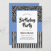 白黒お洒落とバイオレット誕生日 招待状 (正面/裏面)