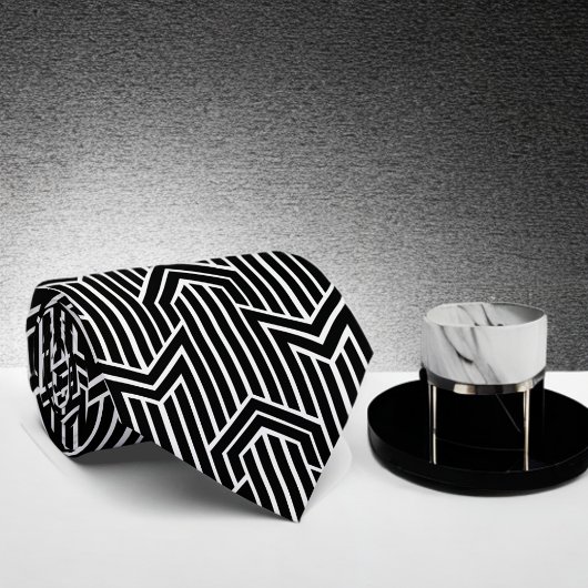 白黒お洒落アールデコミートメンシック ネクタイ