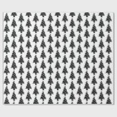 白黒お洒落クリスマスツリーパターンギフト ラッピングペーパー (フラット)