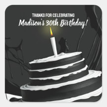 白黒お洒落ケーキテーマ誕生日パーティー