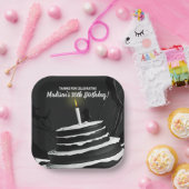白黒お洒落ケーキテーマ誕生日パーティー ペーパープレート (パーティー)