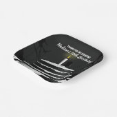 白黒お洒落ケーキテーマ誕生日パーティー ペーパープレート (傾斜あり)