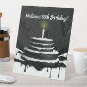 白黒お洒落ケーキテーマ誕生日パーティー 台座サイン (インサイチュ)