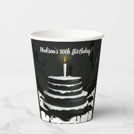 白黒お洒落ケーキテーマ誕生日パーティー 紙コップ