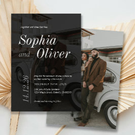 白黒お洒落フォトミニマル結婚リスト 招待状