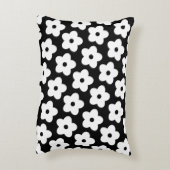 白黒お洒落フローラレトロと明るい アクセントクッション (裏面(縦))