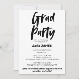 白黒お洒落卒業パーティー招待状 招待状